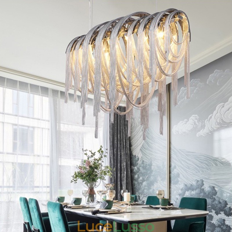 Lampadario a nappe Lampada a sospensione di design Colore argento oro