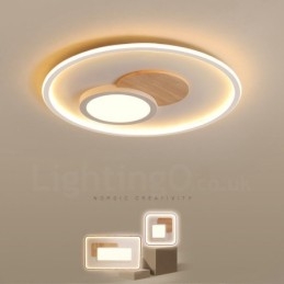 Plafoniere rotonde da soffitto in legno dimmerabili, moderne e contemporanee, in stile nordico, con telecomando, utilizzabili anche come applique