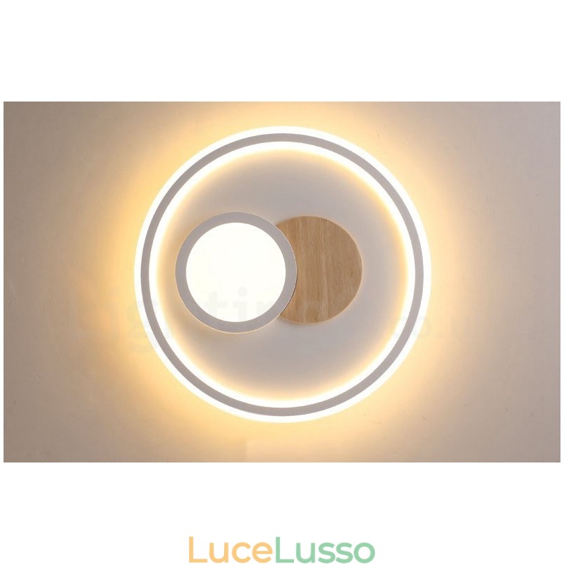 Plafoniere rotonde da soffitto in legno dimmerabili, moderne e contemporanee, in stile nordico, con telecomando, utilizzabili anche come applique