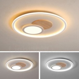 Plafoniere rotonde da soffitto in legno dimmerabili, moderne e contemporanee, in stile nordico, con telecomando, utilizzabili anche come applique