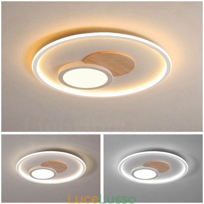 Plafoniere rotonde da soffitto in legno dimmerabili, moderne e contemporanee, in stile nordico, con telecomando, utilizzabili anche come applique