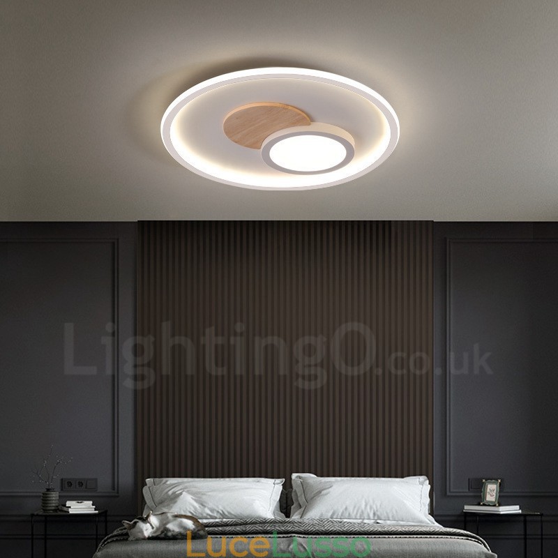 Plafoniere rotonde da soffitto in legno dimmerabili, moderne e contemporanee, in stile nordico, con telecomando, utilizzabili anche come applique