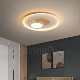 Plafoniere rotonde da soffitto in legno dimmerabili, moderne e contemporanee, in stile nordico, con telecomando, utilizzabili anche come applique