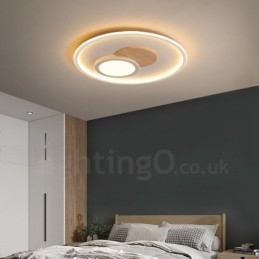 Plafoniere rotonde da soffitto in legno dimmerabili, moderne e contemporanee, in stile nordico, con telecomando, utilizzabili anche come applique