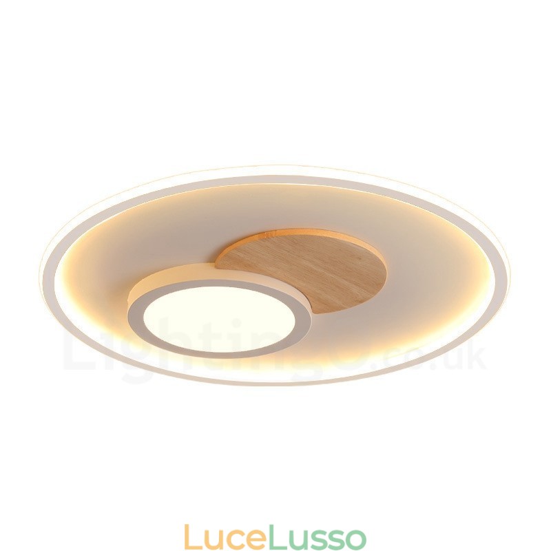 Plafoniere rotonde da soffitto in legno dimmerabili, moderne e contemporanee, in stile nordico, con telecomando, utilizzabili anche come applique
