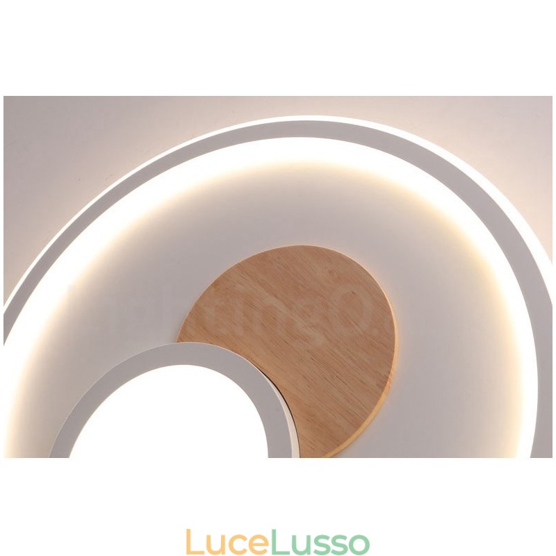 Plafoniere rotonde da soffitto in legno dimmerabili, moderne e contemporanee, in stile nordico, con telecomando, utilizzabili anche come applique
