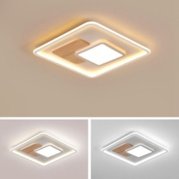 Plafoniere da soffitto quadrate in stile nordico moderno contemporaneo dimmerabili in legno con telecomando, utilizzabili anche come applique