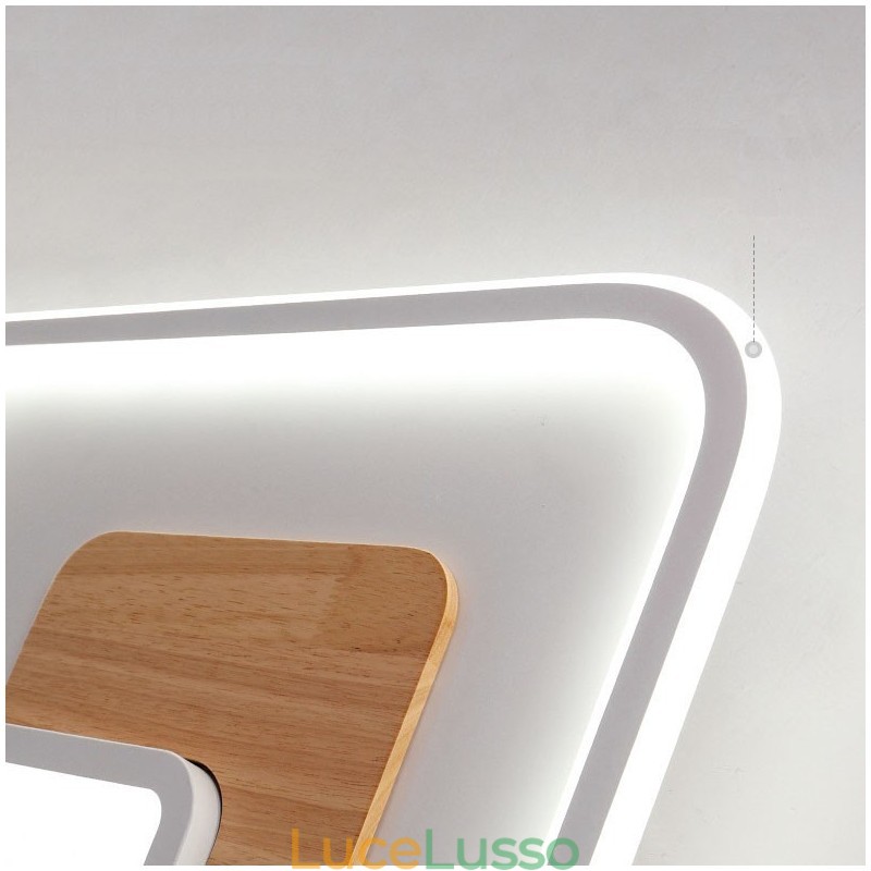 Plafoniere da soffitto quadrate in stile nordico moderno contemporaneo dimmerabili in legno con telecomando, utilizzabili anche come applique
