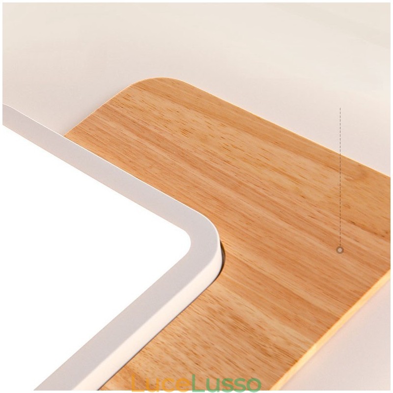 Plafoniere da soffitto quadrate in stile nordico moderno contemporaneo dimmerabili in legno con telecomando, utilizzabili anche come applique