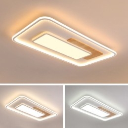 Plafoniere da soffitto rettangolari in stile nordico moderno contemporaneo dimmerabili in legno con telecomando, utilizzabili anche come applique