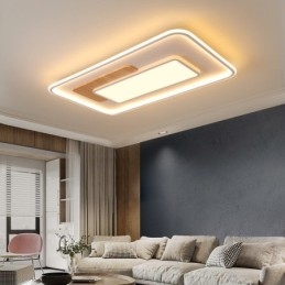 Plafoniere da soffitto rettangolari in stile nordico moderno contemporaneo dimmerabili in legno con telecomando, utilizzabili anche come applique