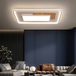 Plafoniere da soffitto rettangolari in stile nordico moderno contemporaneo dimmerabili in legno con telecomando, utilizzabili anche come applique