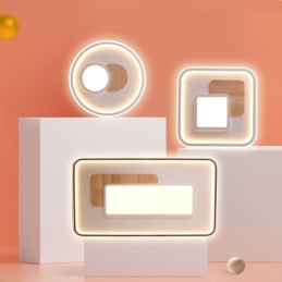 Plafoniere da soffitto rettangolari in stile nordico moderno contemporaneo dimmerabili in legno con telecomando, utilizzabili anche come applique