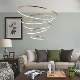 Grande lampada a sospensione 4 anelli 5 anelli nero bianco oro design moderno