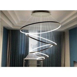 Grande lampada a sospensione 4 anelli 5 anelli nero bianco oro design moderno