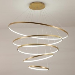 Grande lampada a sospensione 4 anelli 5 anelli nero bianco oro design moderno