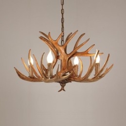 Lampadario antico retrò artistico rustico a 4 luci con corna di cervo