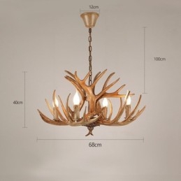 Lampadario antico retrò artistico rustico a 4 luci con corna di cervo