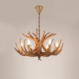 Lampadario antico retrò artistico rustico a 6 luci con corna di cervo