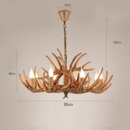 Lampadario antico retrò artistico rustico a 8 luci con corna di cervo