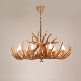 Lampadario antico retrò artistico rustico a due livelli con 9 luci e corna di cervo