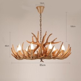 Lampadario antico retrò artistico rustico a due livelli con 9 luci e corna di cervo