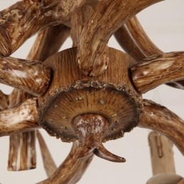 Lampadario antico retrò artistico rustico a due livelli con 9 luci e corna di cervo