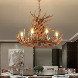 Lampadario antico retrò artistico rustico a 9 luci e 4 livelli con corna di cervo