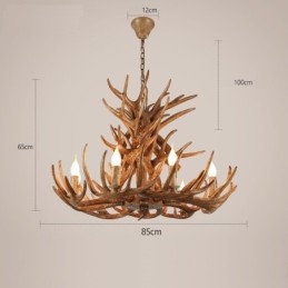 Lampadario antico retrò artistico rustico a 9 luci e 4 livelli con corna di cervo
