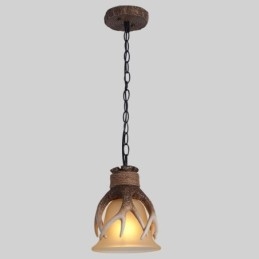 Lampada a sospensione antica rustica artistica retrò con paralume in vetro