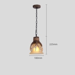 Lampada a sospensione antica rustica artistica retrò con paralume in vetro