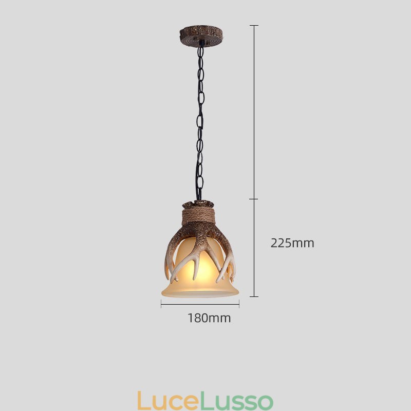 Lampada a sospensione antica rustica artistica retrò con paralume in vetro