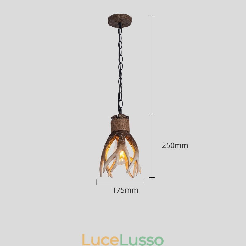 Lampada a sospensione antica rustica artistica retrò con corna di cervo