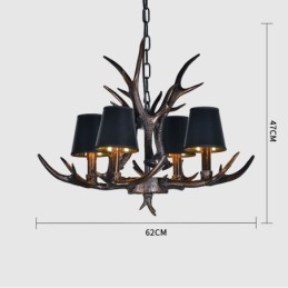 Lampadario antico retrò artistico rustico nero a 4 luci con paralumi