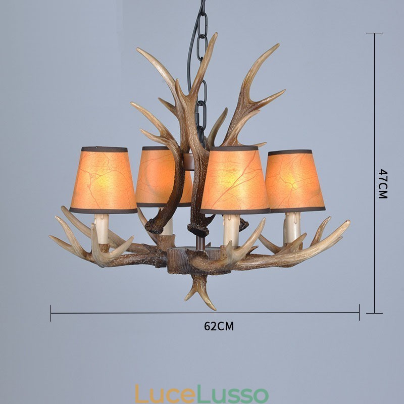 Lampadario antico retrò artistico rustico a 4 luci con paralumi