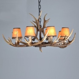 Lampadario antico retrò artistico rustico a 8 luci con paralumi
