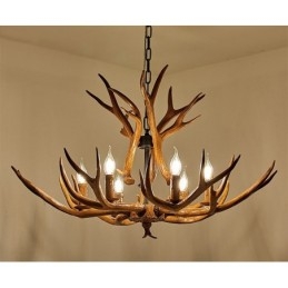 Lampadario antico retrò artistico rustico a 6 luci con corna di cervo