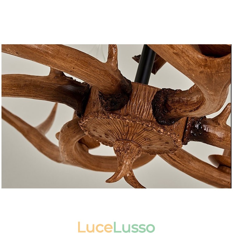 Lampadario antico retrò artistico rustico a 6 luci con corna di cervo