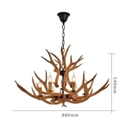 Lampadario antico retrò artistico rustico a 6 luci con corna di cervo