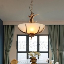 Lampada a sospensione antica rustica artistica retrò con paralume in vetro