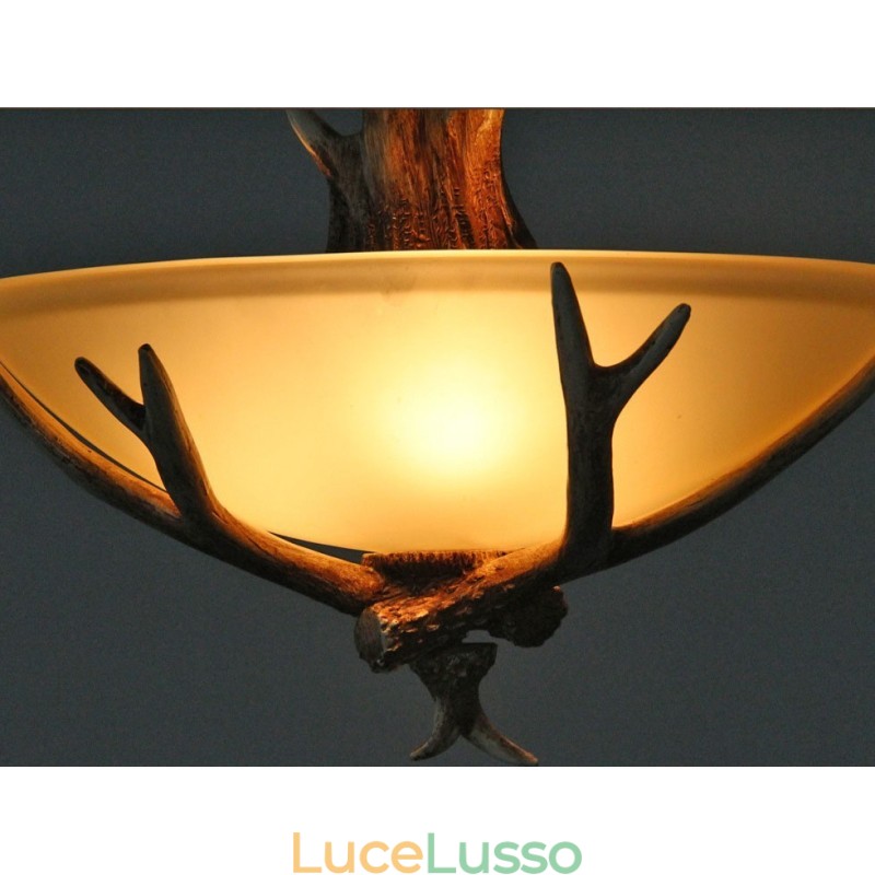 Lampada a sospensione antica rustica artistica retrò con paralume in vetro