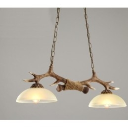 2 luci a sospensione antiche in stile retrò rustico artistico marrone chiaro con paralume in vetro
