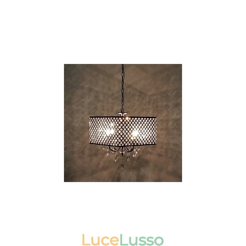 Lampadario in metallo dipinto in cristallo classico tradizionale
