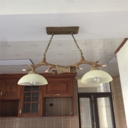 2 luci a sospensione antiche in stile retrò rustico artistico marrone chiaro con paralume in vetro