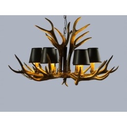 Lampadario antico retrò artistico rustico nero a 6 luci con paralumi
