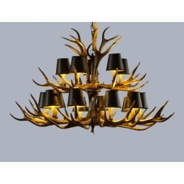Lampadario antico retrò artistico rustico nero da 15 luci con paralumi