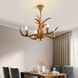 Lampadario antico retrò artistico rustico a 4 luci con corna di cervo