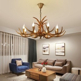 Lampadario antico retrò artistico rustico a 8 luci con corna di cervo