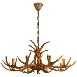 Lampadario antico retrò artistico rustico a 8 luci con corna di cervo