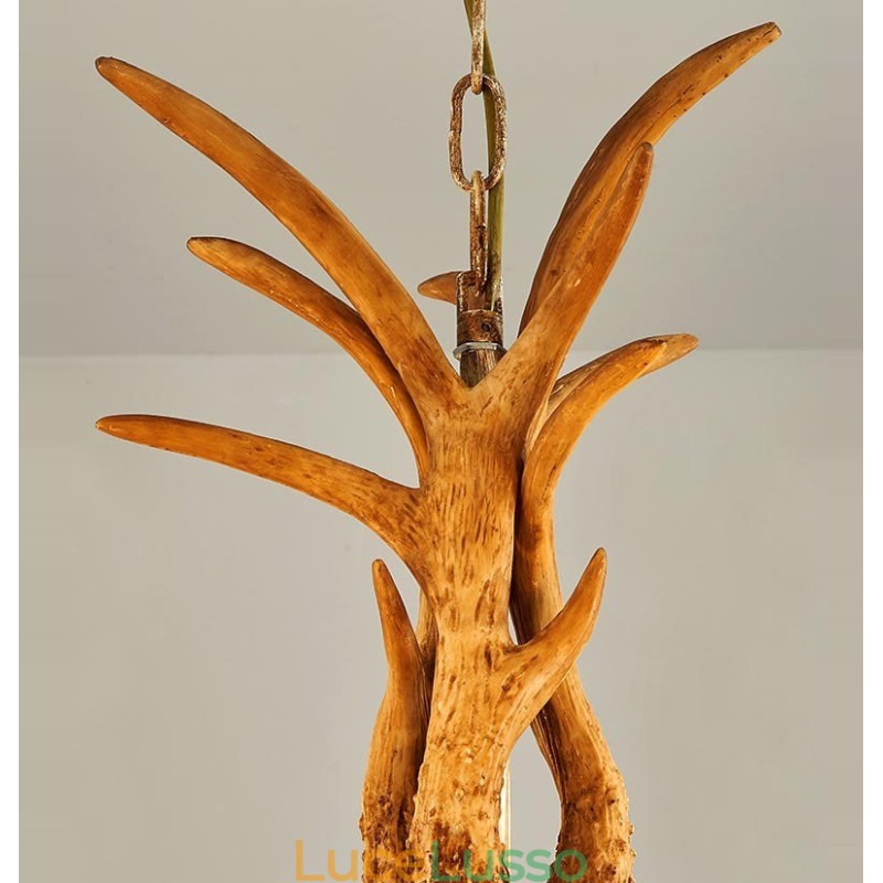 Lampadario antico retrò artistico rustico a 8 luci con corna di cervo